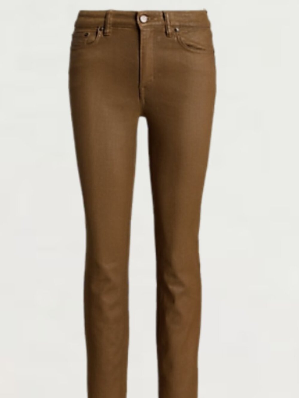 Lauren Ralph Lauren Coated High Rise Straight Ankle Jean Honey Tan 12